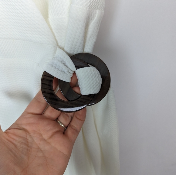 Anthropologie HUTCH S White Waffle Knit Wrap Midi Dress Belted Elegant Classic - Picture 5 of 10